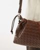 PASQ PASQ woven drawstring crossbody bag in dark brown - 4
