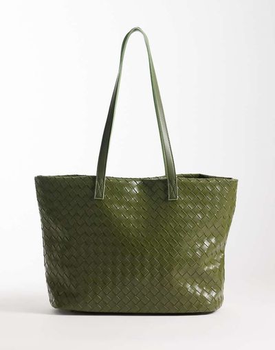 PASQ PASQ woven tote in olive green