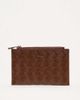 PASQ PASQ woven zip top cardholder in dark brown - 1