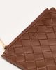 PASQ PASQ woven zip top cardholder in dark brown - 2