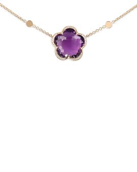 Pasquale Bruni Pasquale Bruni 18K Rose Gold Bon Ton Amethyst & Diamond Flower Pendant Necklace, 16.93
