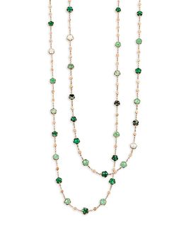Pasquale Bruni Pasquale Bruni 18K Rose Gold Figlia dei Fiori Multi Stone & Diamond Accent Sautoir Long Necklace, 40.5