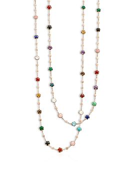 Pasquale Bruni Pasquale Bruni 18K Rose Gold Figlia dei Fiori Multi Stone Flower Necklace, 40.5