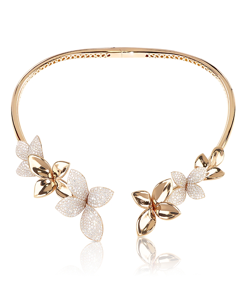 Pasquale Bruni Pasquale Bruni 18K Rose Gold Giardini Segreti Diamond Pave Floral Open Collar Necklace, 6.60 tcw