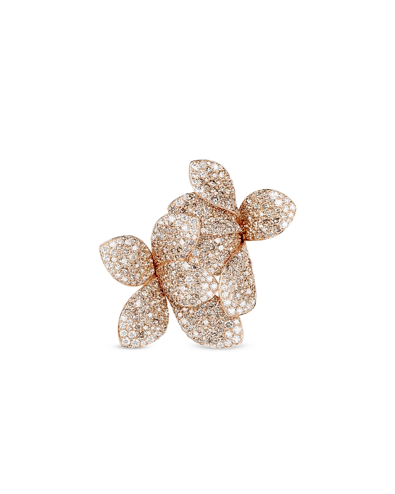 Pasquale Bruni Pasquale Bruni 18K Rose Gold Giardini Segreti White & Champagne Diamond Pave Floral Ring