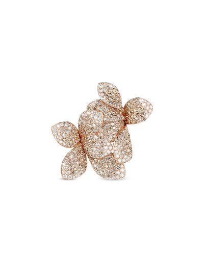 Pasquale Bruni Pasquale Bruni 18K Rose Gold Giardini Segreti White & Champagne Diamond Pave Floral Ring