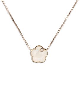 Pasquale Bruni Pasquale Bruni 18K Rose Gold Petit Joli Pearl of the Moon Gem & Diamond Flower Pendant Necklace, 15.75