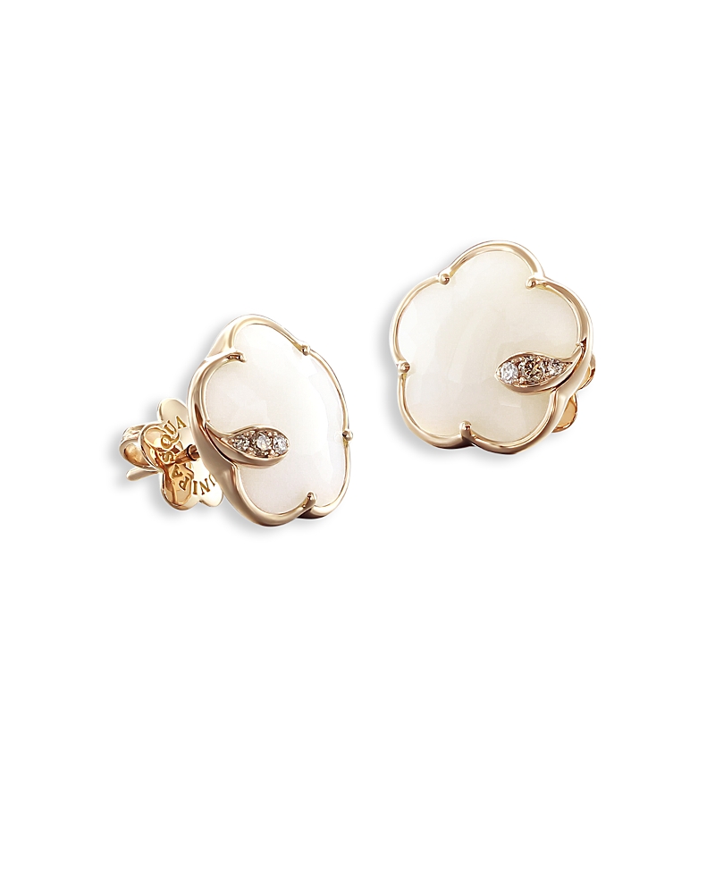 Pasquale Bruni Pasquale Bruni 18K Rose Gold Petit Joli White Agate & Diamond Stud Earrings