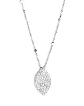 Pasquale Bruni Pasquale Bruni 18K White Gold Aleluia Diamond Pave Leaf Pendant Necklace, 17.3