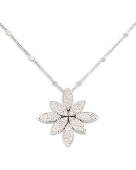 Pasquale Bruni Pasquale Bruni 18K White Gold Ghirlanda Diamond Pave Cluster Flower Pendant Necklace, 16.5