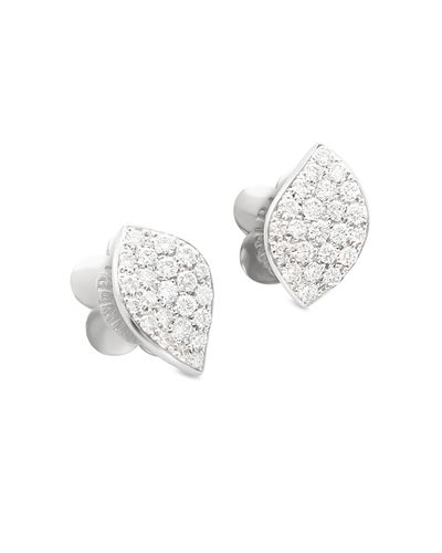 Pasquale Bruni Pasquale Bruni 18K White Gold Petit Garden Diamond Pave Petal Stud Earrings, 0.40 tcw