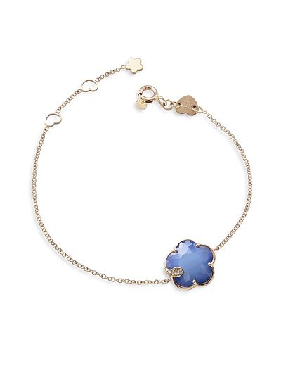 Pasquale Bruni Women's Petit Joli 18K Rose Gold, 0.04 TCW Diamond & Multi-Gemstone Flower Charm Bracelet/7.28"