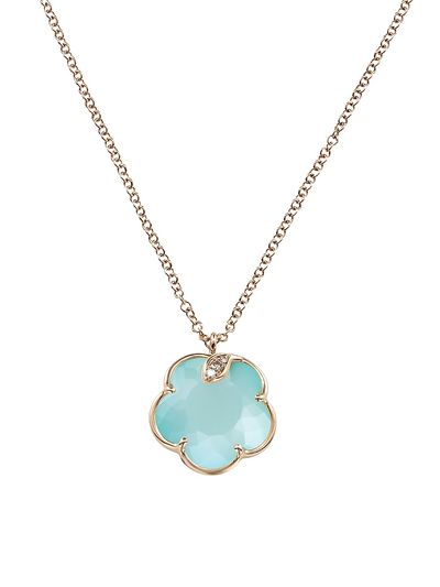 Pasquale Bruni Women's Petit Joli 18K Rose Gold, 0.04 TCW Diamonds, Turquoise & White Moonstone Doublet Necklace