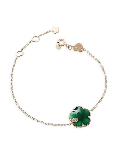 Pasquale Bruni Women's Petit Joli 18K Rose Gold, Green Agate, & Diamond Flower Charm Bracelet