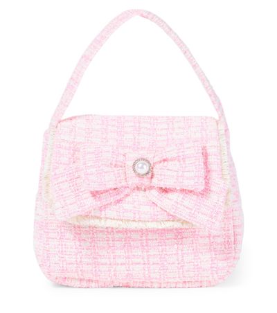 Patachou Patachou Bow-detail tweed shoulder bag