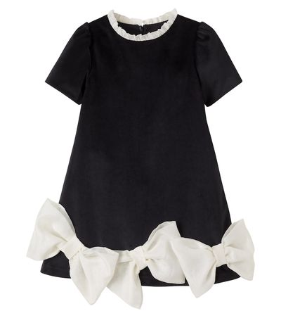 Patachou Patachou Bow-detail velvet dress