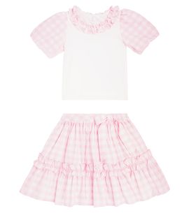 Patachou Patachou Gingham cotton top and skirt set