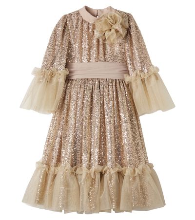 Patachou Patachou Sequined ruffled tulle dress
