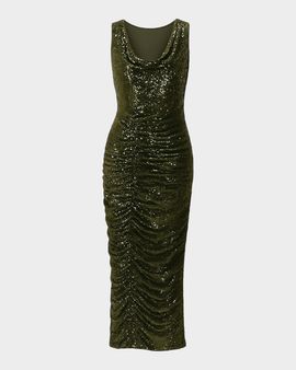 PatBO Bossa Sequined Sheath Midi Dress