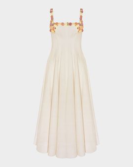 PatBO Gabriela Beaded Fit-&-Flare Midi Dress