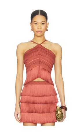 PatBO PatBO Amethyst Fringe Top