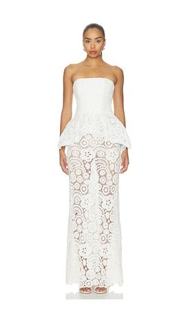 PatBO PatBO Gal Embroidery Peplum Maxi Dress