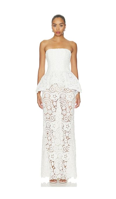 PatBO PatBO Gal Embroidery Peplum Maxi Dress