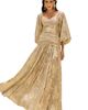 PatBO PatBO Golden Dust Lurex Long Sleeve Gown  - 1