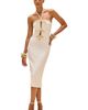 PatBO PatBO Jade Knit Embroidered Halterneck Midi Dress - 1