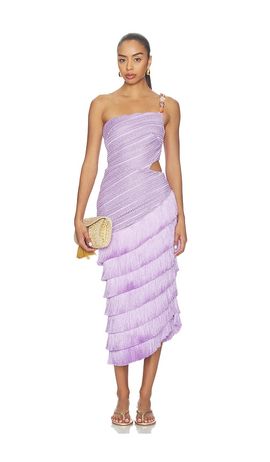 PatBO PatBO Lila Fringe Cut Out Midi Dress