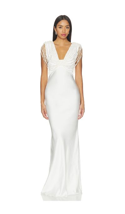PatBO PatBO Liza Satin Embroidery Long Dress
