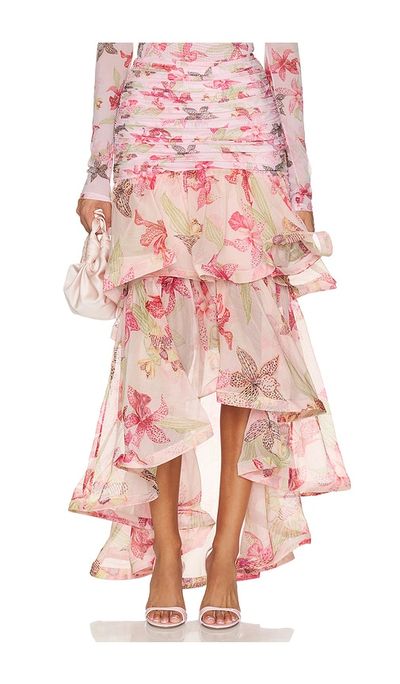 PatBO PatBO Orchid Bloom Chiffon Maxi Skirt
