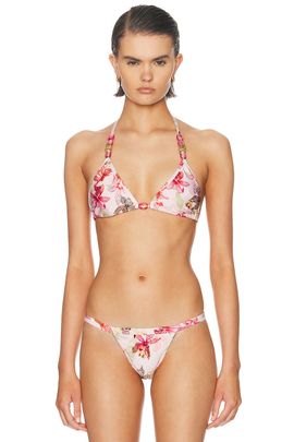 PatBO PatBO Orchid Bloom Lycra Triangle Bikini Top