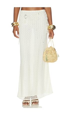 PatBO PatBO Pearl Mesh Long Skirt