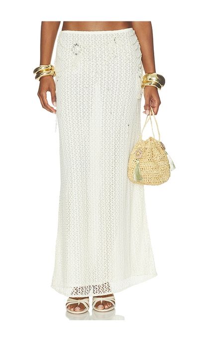 PatBO PatBO Pearl Mesh Long Skirt