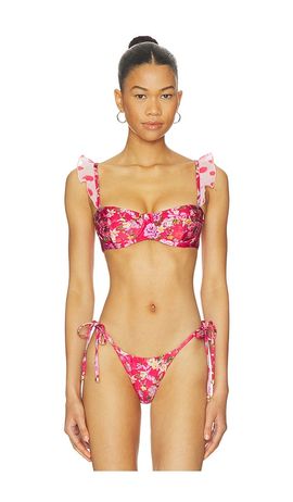 PatBO PatBO Peony Print Bikini Top