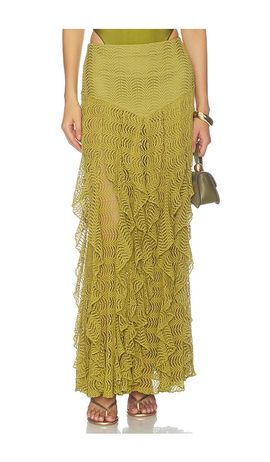 PatBO PatBO Petal Sheen Mesh Maxi Skirt