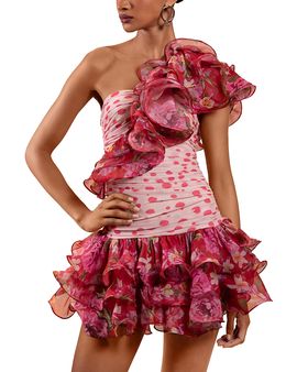strapless open back dress Mariette Premium Chiffon Plunge-Neck Open-Back Mini Dress in Baby Pink main image 0