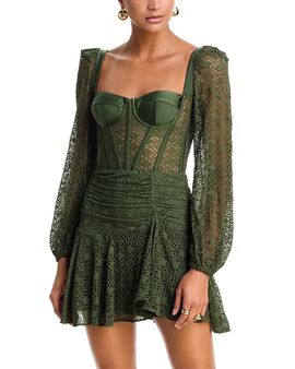 Patbo PatBO Sirena Mesh Long Sleeve Mini Dress
