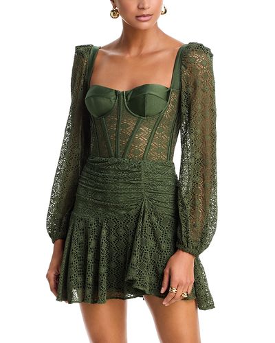 Patbo PatBO Sirena Mesh Long Sleeve Mini Dress