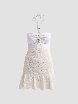 PatBO Women's Gal Embroidered Crochet Mini Dress