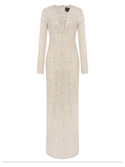 PatBO Women's Iara Crochet Plunge Maxi Dress