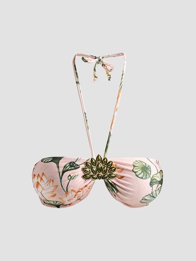 PatBO Women's Lotus Bandeau-Style Bikini Top