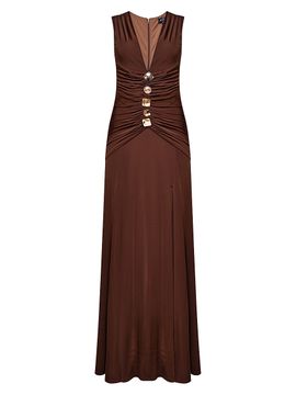 PatBO - Crystal Chain Velvet Midi Dress