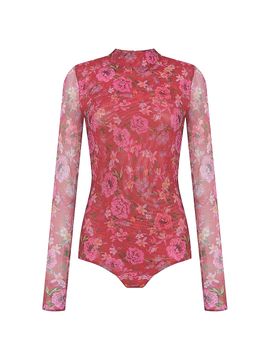 PatBO Women's Peony Floral Mesh Bodysuit
