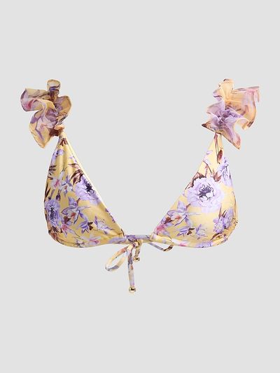 PatBO Women's Peony Print Flower-Embellished Bikini Top