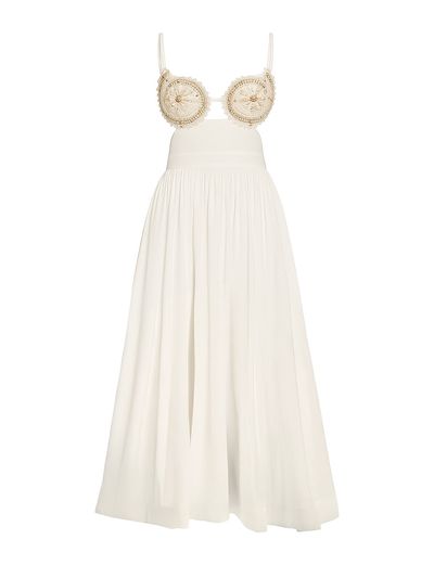 PatBO Women's Seaweed Shell Embroidered Cotton Midi-Dress