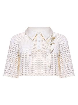 PatBO Women's Selene Open-Knit Crop Top