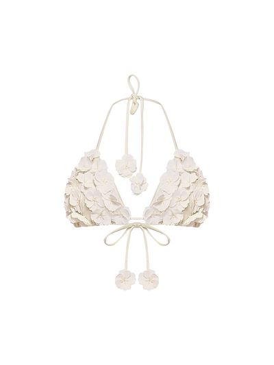 PatBO Women's Sunstone Flower Appliqué Bikini Top