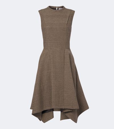 Patou Patou Asymmetric Prince of Wales midi dress